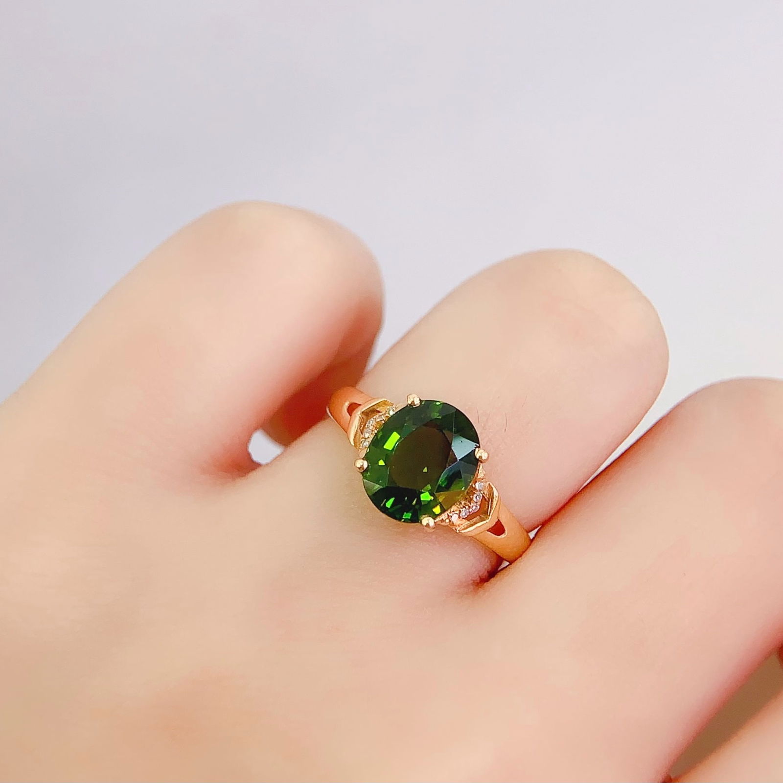 14k Gold 2.8 Ct Natural Tourmaline & Diamond Ring - 6