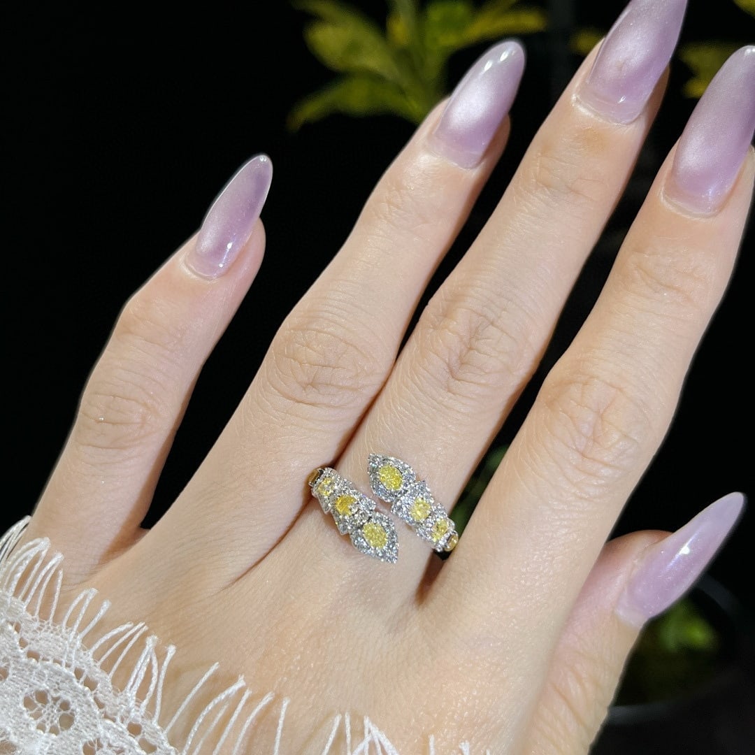 14k Gold 1.25 Ctw Natural Yellow Diamond & Diamond Ring - 6