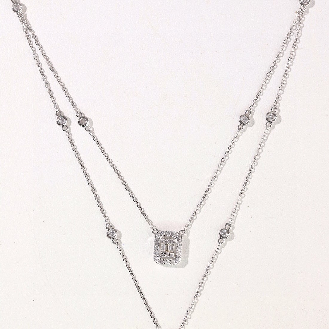 14k Gold 0.58 Ct Natural H Diamond Necklace - 4