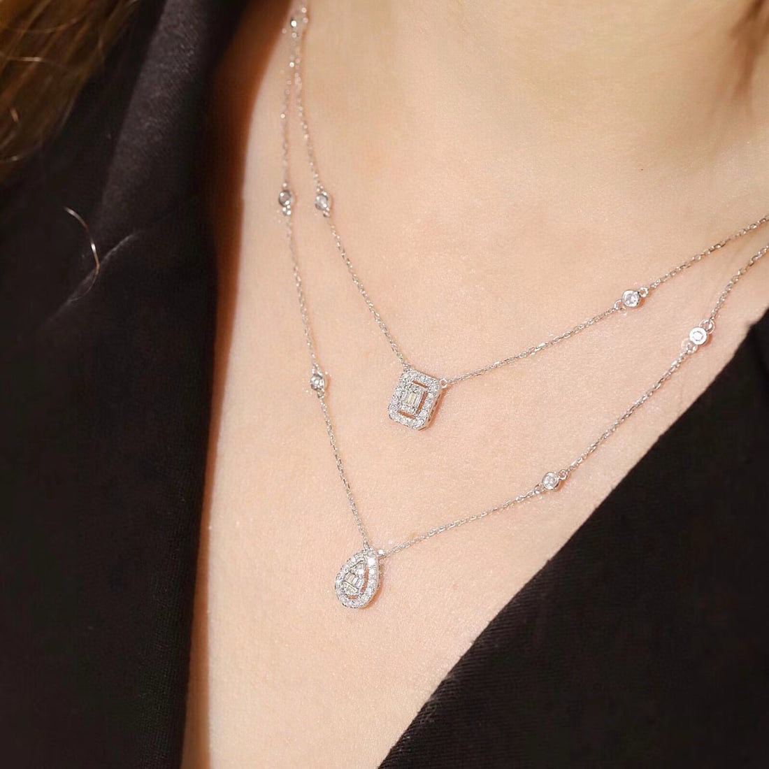 14k Gold 0.58 Ct Natural H Diamond Necklace - 7