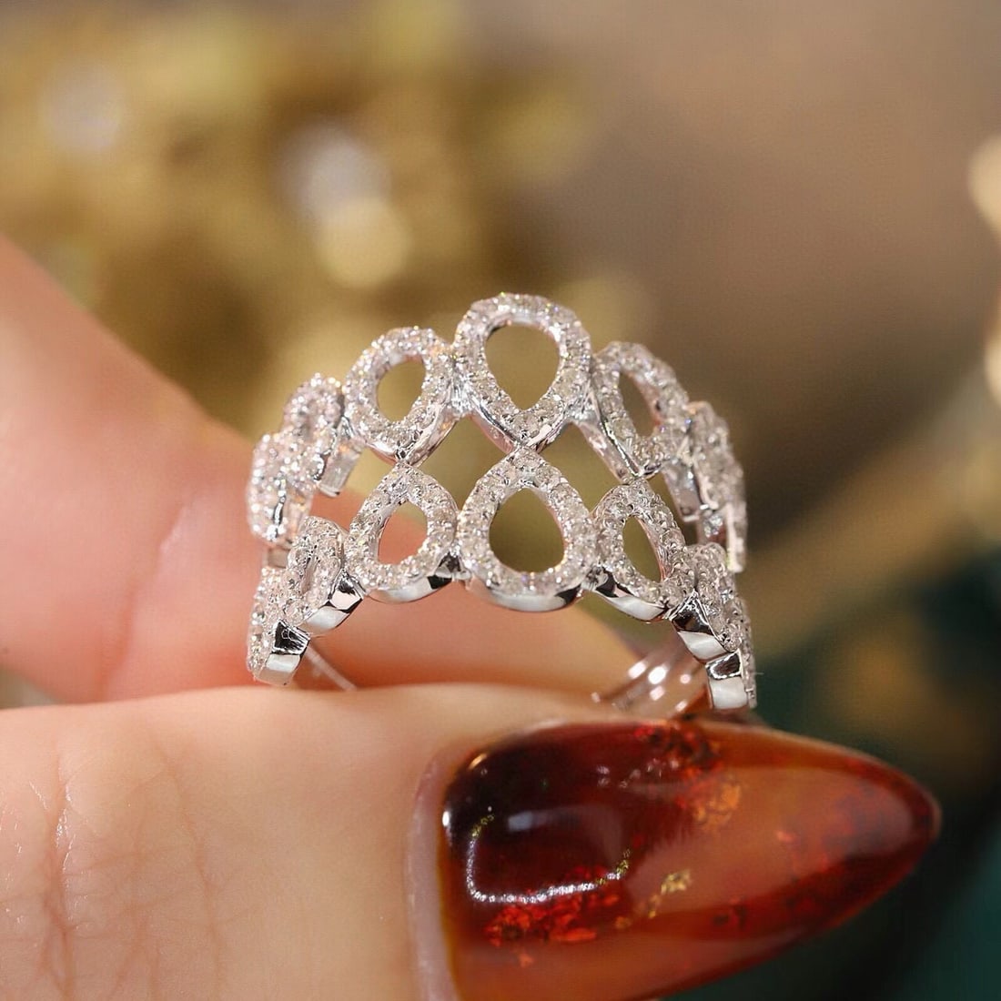 14k Gold 0.88 Ct Natural H Diamond Ring - 7