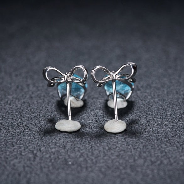 14k Gold 3.58 Ct Natural Aquamarine & Diamond Earrings - 7