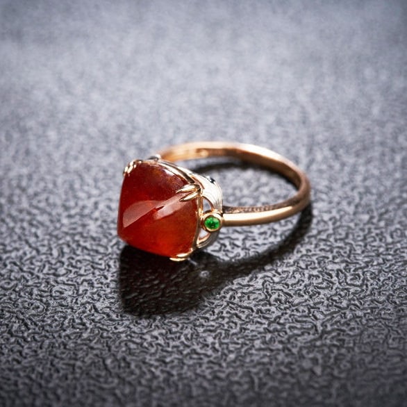 14k Gold 8.66 Ct Natural Spessartine & Tsavorite Ring - 5