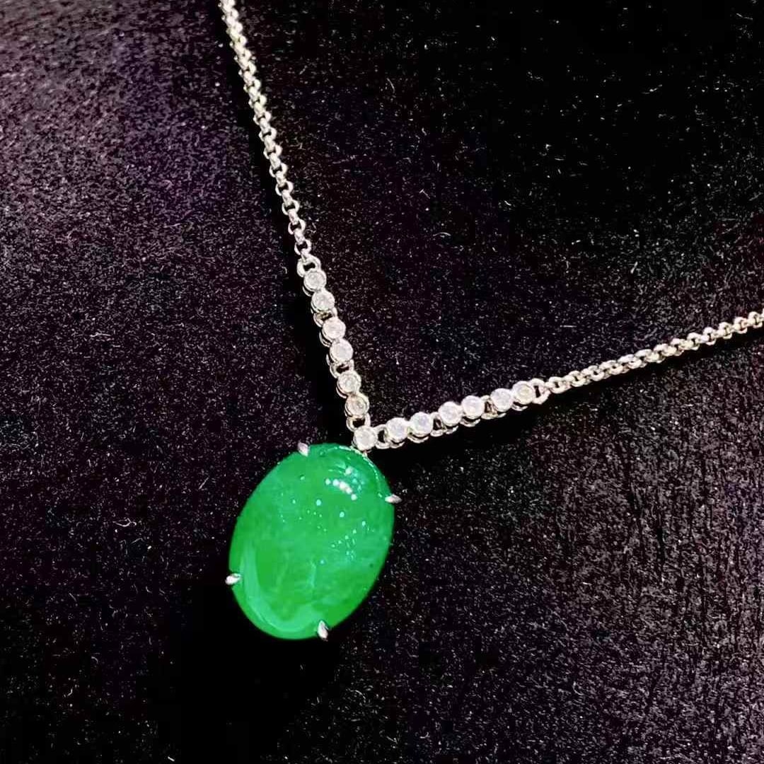 14k Gold 8.1 Ct Natural Emerald & Diamond Necklace - 5