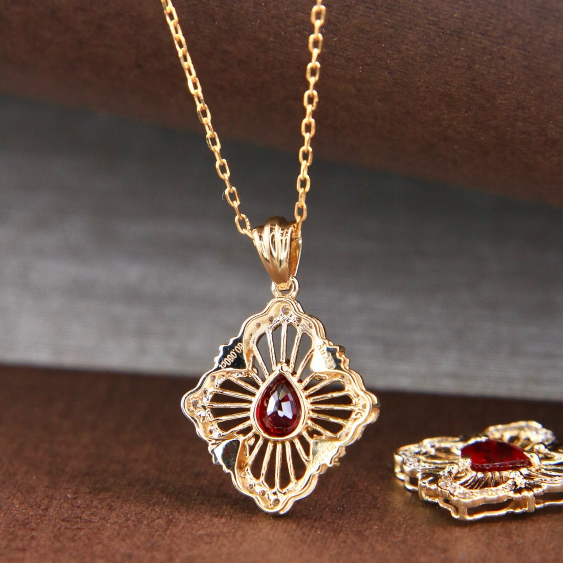 14k Gold 0.41 Ctw Natural Ruby & Diamond Necklace - 6