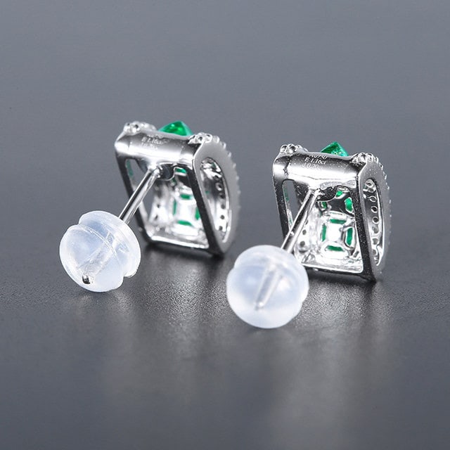 14k Gold 1.36 Ctw Natural Emerald & Diamond Earrings - 4