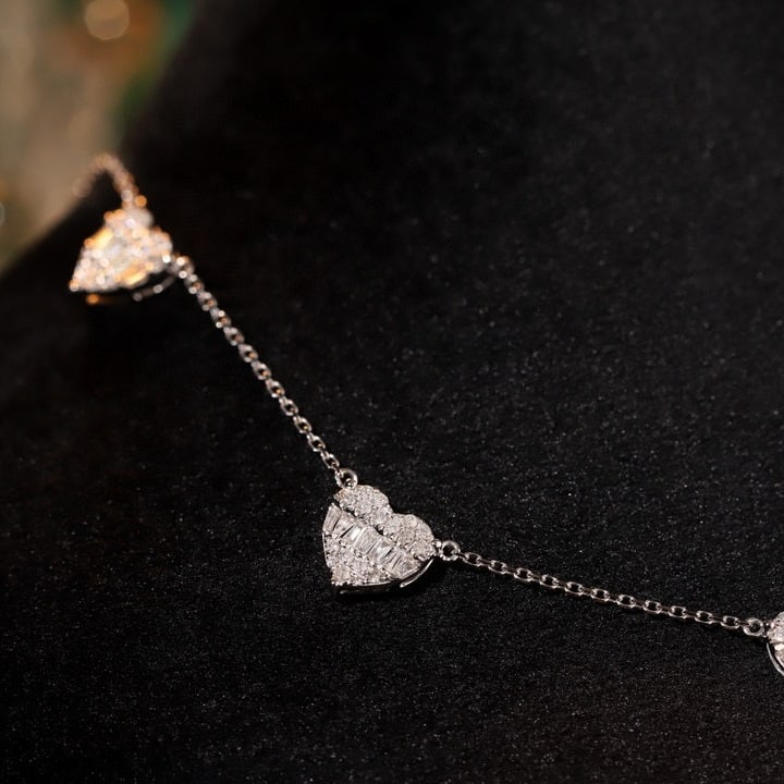 14k Gold 0.76 Ct Natural H Diamond Necklace - 2