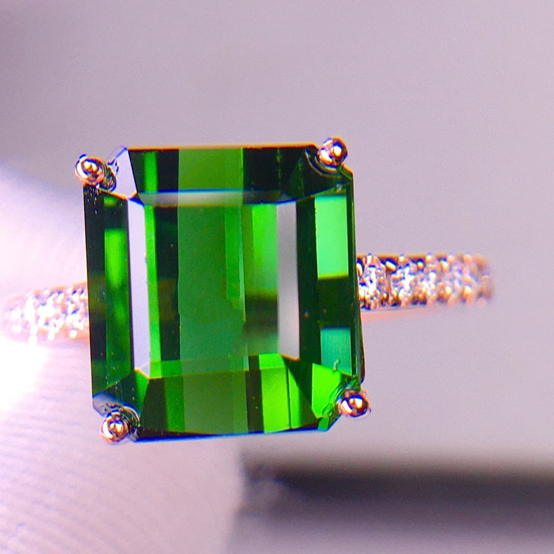 14k Gold 5.5 Ct Natural Tourmaline & Diamond Ring - 6