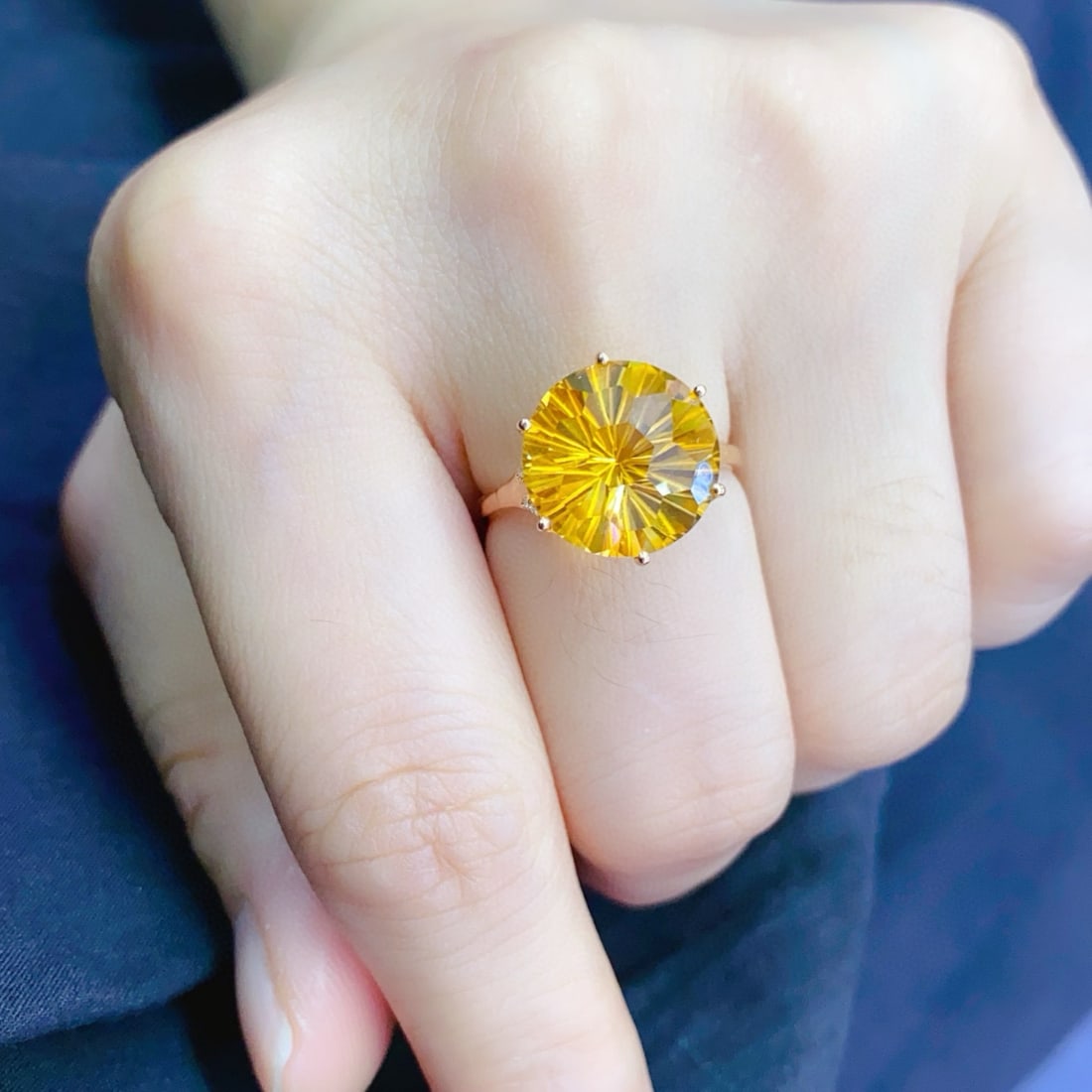 14k Gold 6.85 Ctw Natural Citrine & Diamond Ring - 4