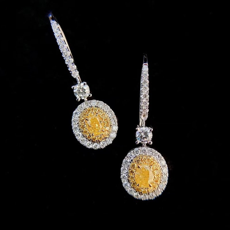 14k Gold 1.1 Ctw Natural Yellow Diamond & Diamond Earrings - 3