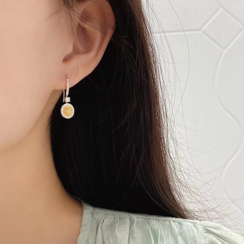 14k Gold 1.1 Ctw Natural Yellow Diamond & Diamond Earrings - 4