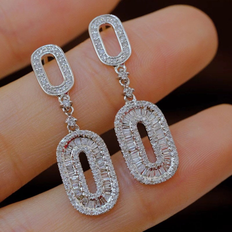 14k Gold 1 Ct Natural H Diamond Earrings - 2