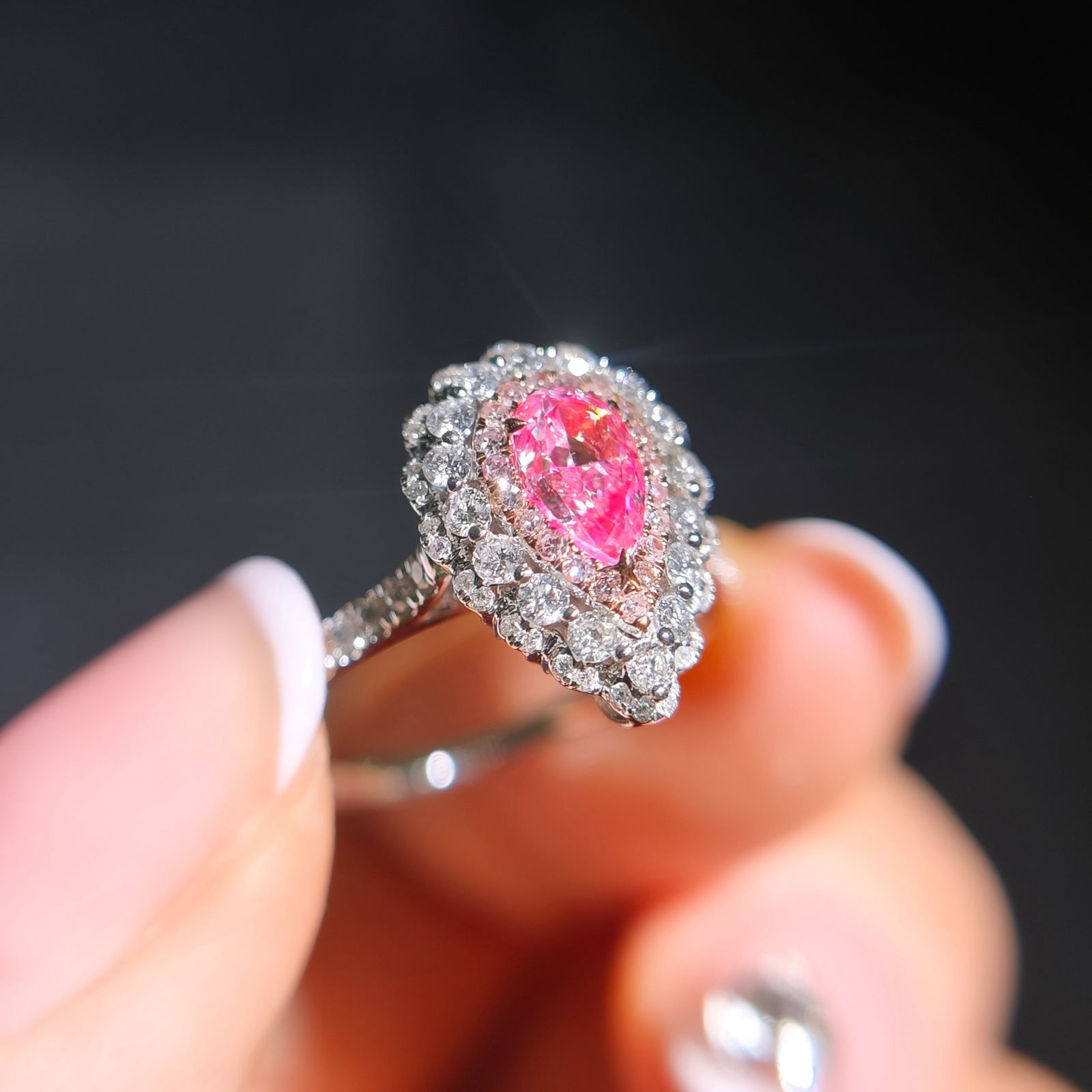 14k Gold 1.00 Ctw Natural Pink Diamond & Diamond Ring/pendant( Without Chain ) - 2