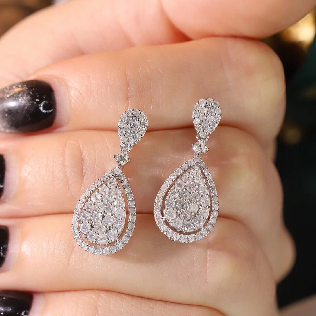 14k Gold 1.6 Ct Natural H Diamond Earrings - 2