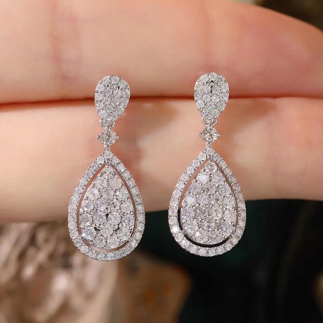 14k Gold 1.6 Ct Natural H Diamond Earrings - 3