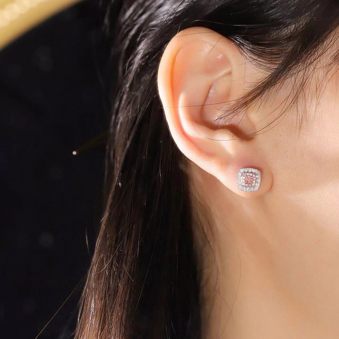 14k Gold 0.50 Ctw Natural Pink Diamond & Diamond Earrings - 4