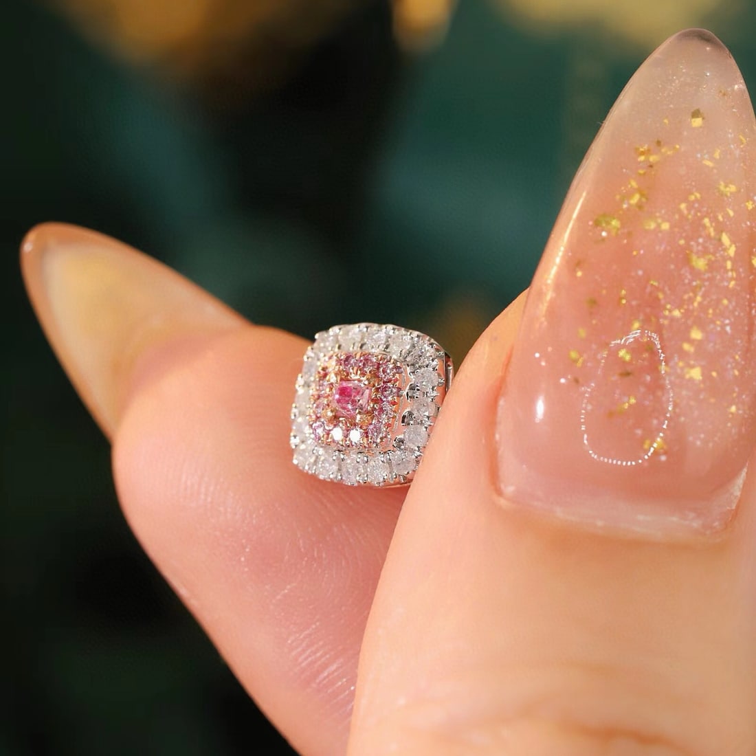 14k Gold 0.50 Ctw Natural Pink Diamond & Diamond Earrings - 6