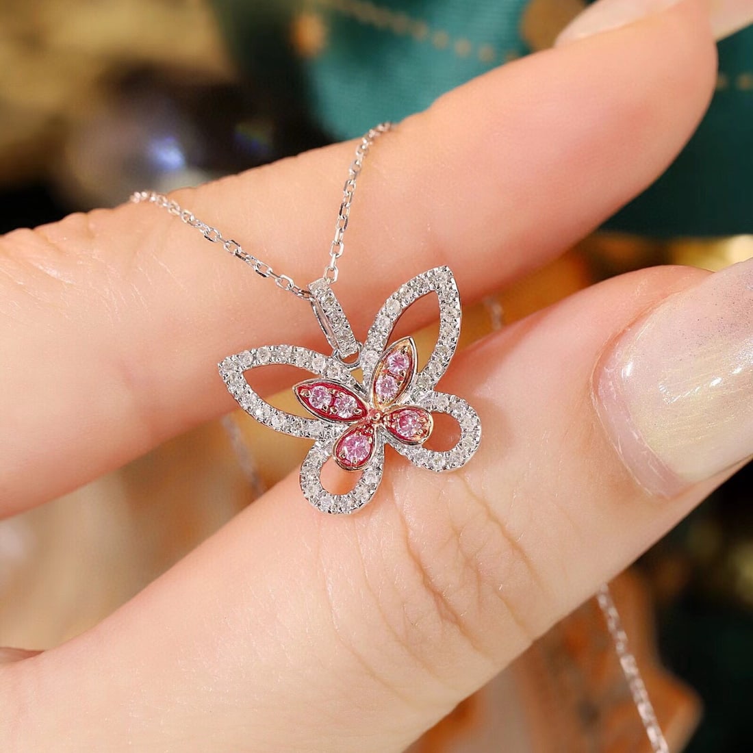 14k Gold 0.3 Ct Natural Color Diamond Necklace - 3