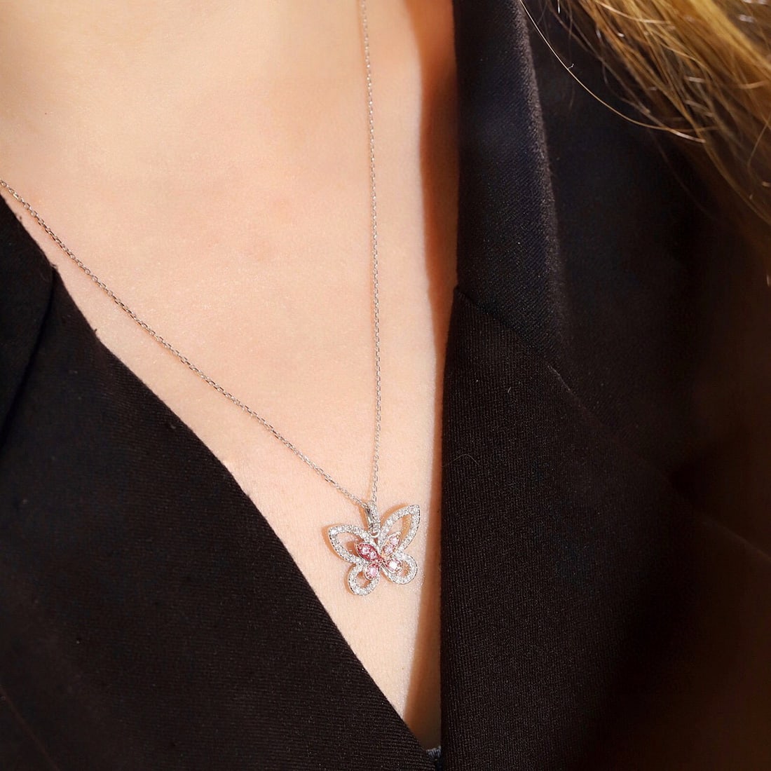 14k Gold 0.3 Ct Natural Color Diamond Necklace - 8