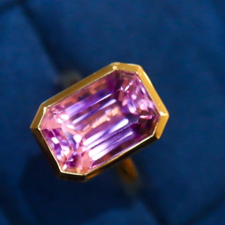 14k Gold 8.50 Ct Natural Kunzite Ring - 4