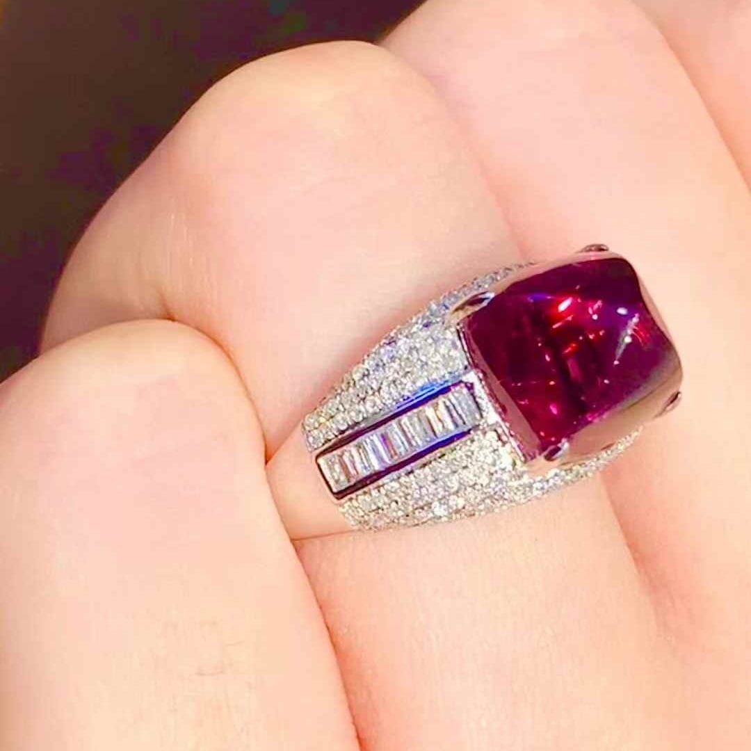 14k Gold 5.6 Ct Natural Tourmaline & Diamond Ring - 2