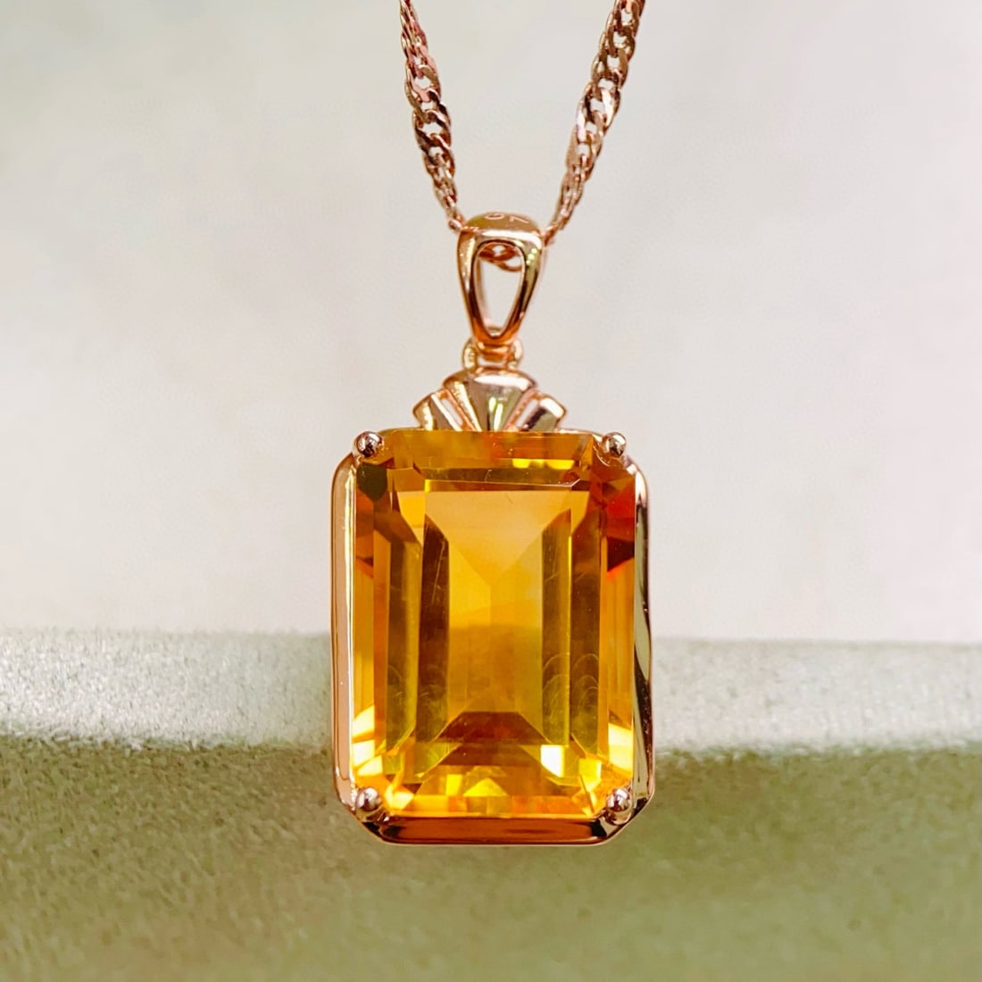 14k Gold 7.7 Ct Natural Citrine Pendant( Without Chain ) - 3