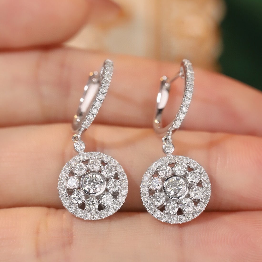 14k Gold 1.8 Ct Natural H Diamond Earrings - 7