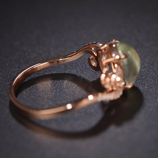 14k Gold 2.09 Ctw Natural Prehnite & Diamond Ring - 5