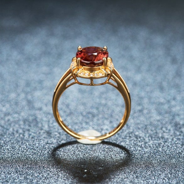 14k Gold 3.3 Ct Natural Tourmaline & Diamond Ring - 6