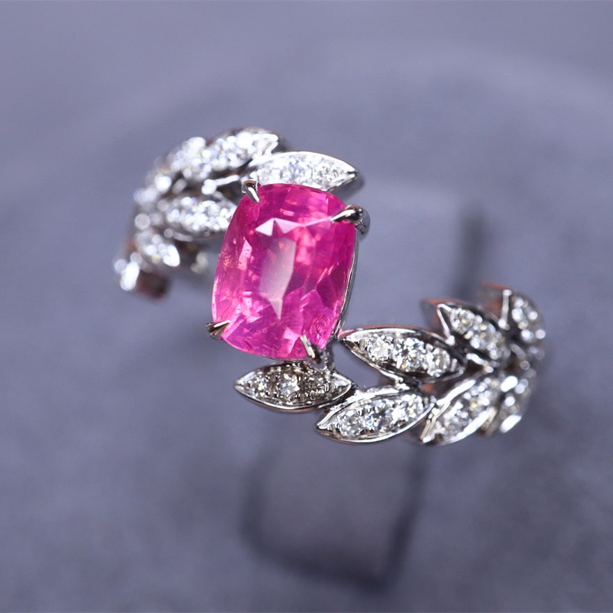 14k Gold 1.21 Ctw Natural Spinel & Diamond Ring - 2