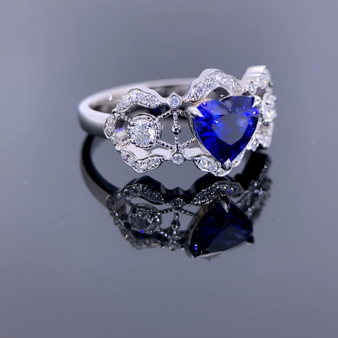 14k Gold 1.61 Ctw Natural Sapphire & Diamond Ring - 3