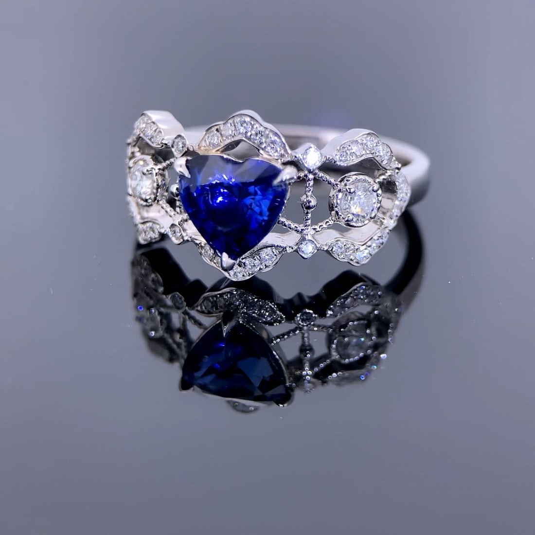 14k Gold 1.61 Ctw Natural Sapphire & Diamond Ring - 6