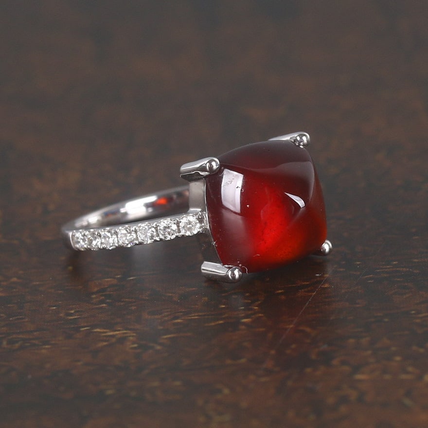 14k Gold 5 Ct Natural Garnet & Diamond Ring - 3