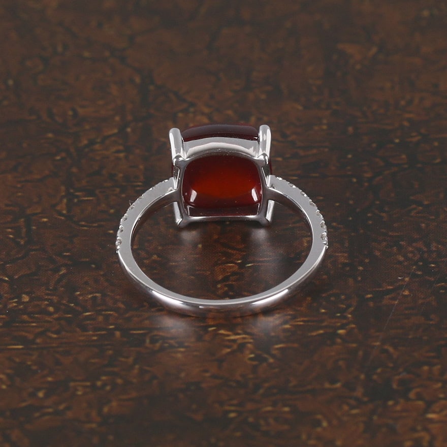 14k Gold 5 Ct Natural Garnet & Diamond Ring - 4