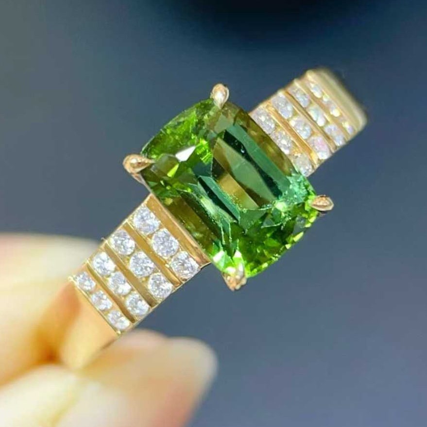 14k Gold 1.74 Ctw Natural Tourmaline & Diamond Ring - 2