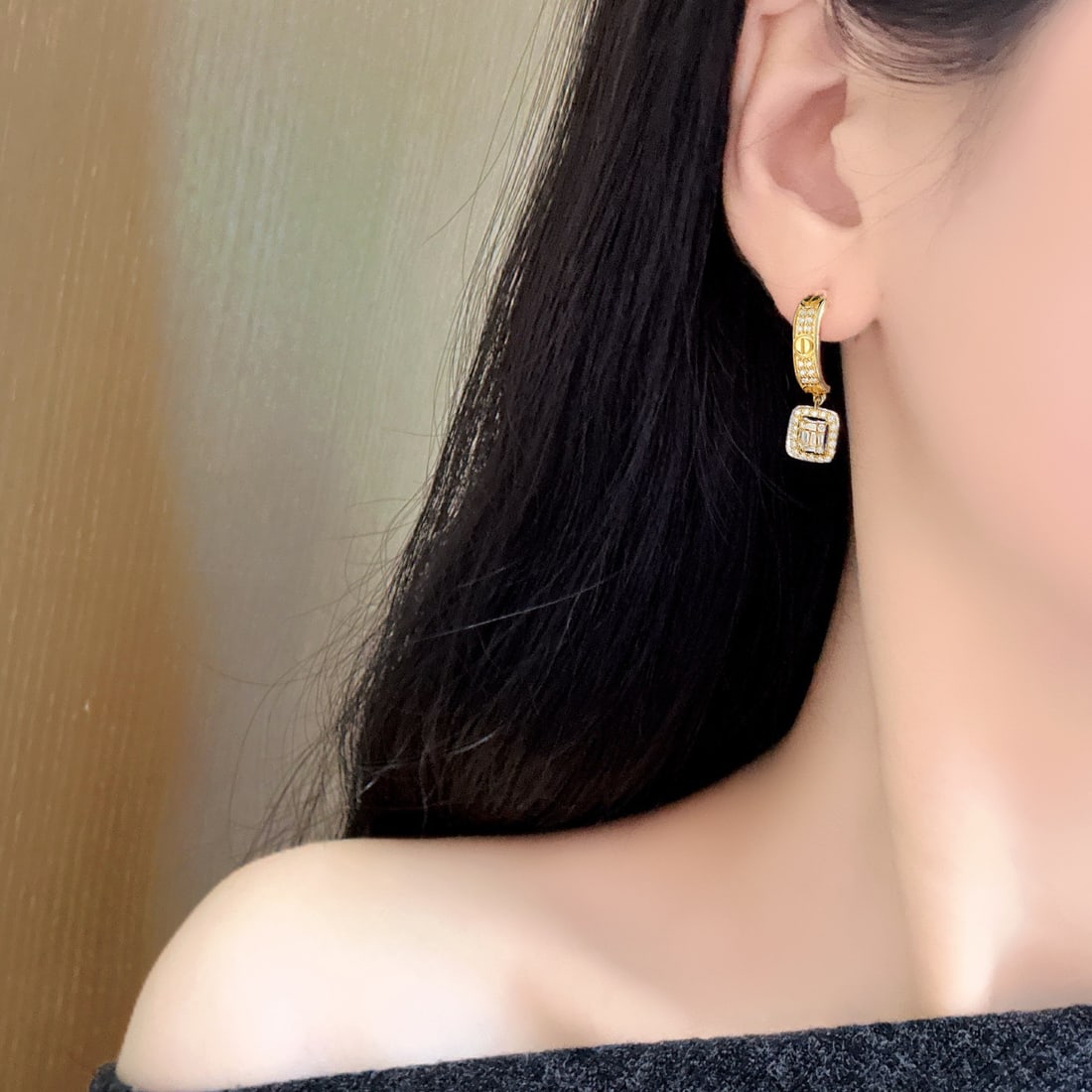 14k Gold 1.06 Ct Natural H Diamond Earrings - 5