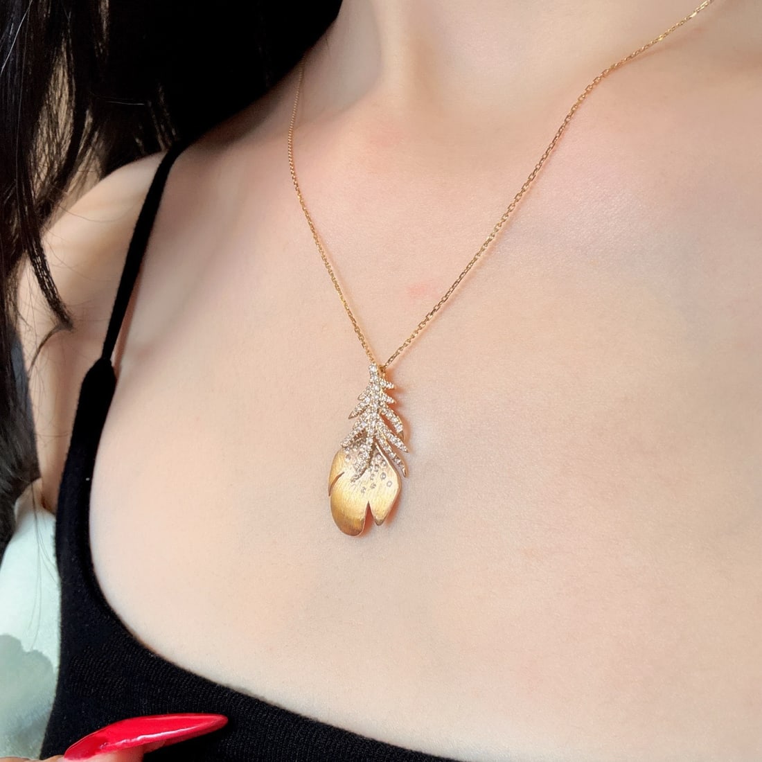 14k Gold 0.42 Ct Natural H Diamond Pendant( Without Chain ) - 5