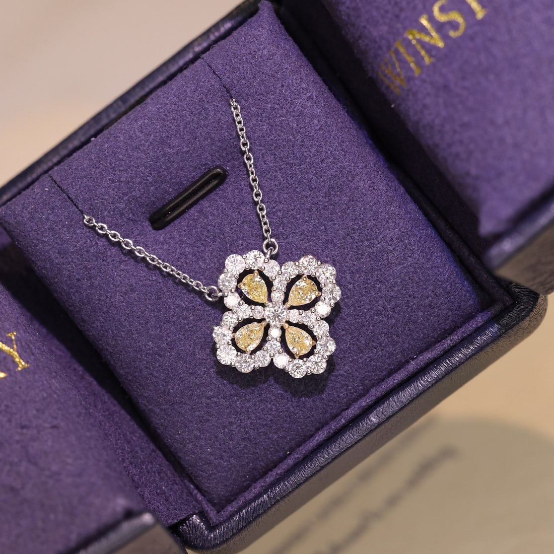 14k Gold 2.03 Ctw Natural Yellow Diamond & Diamond Necklace - 3