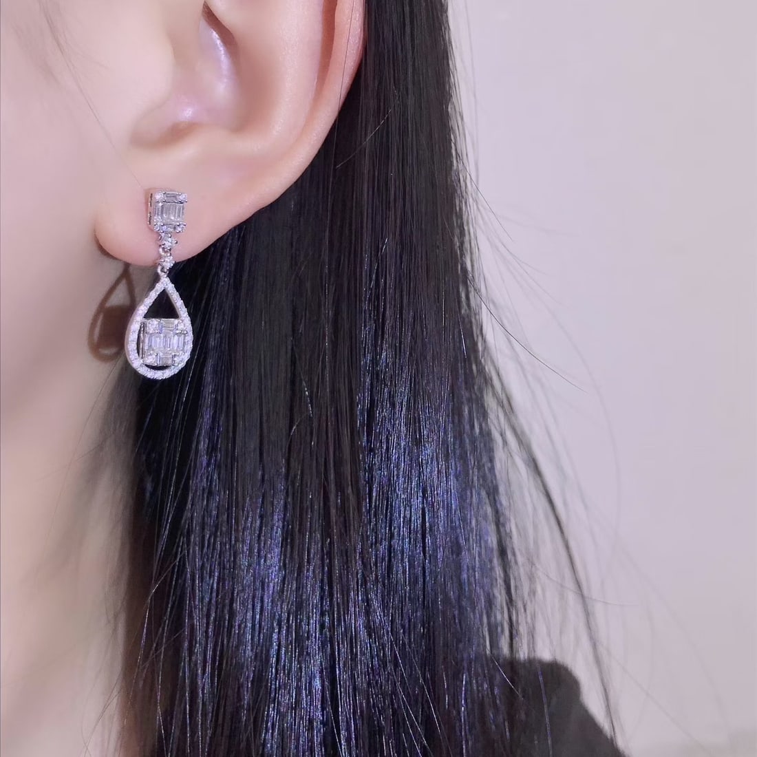 14k Gold 1.7 Ct Natural H Diamond Earrings - 4