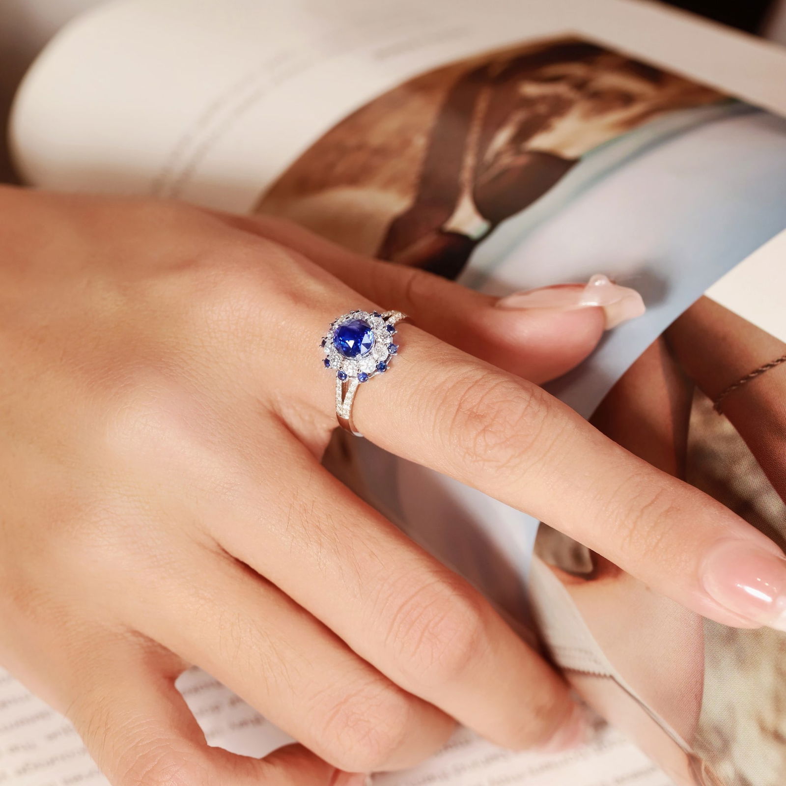 14k Gold 2.02 Ctw Natural Sapphire & Diamond Ring - 2