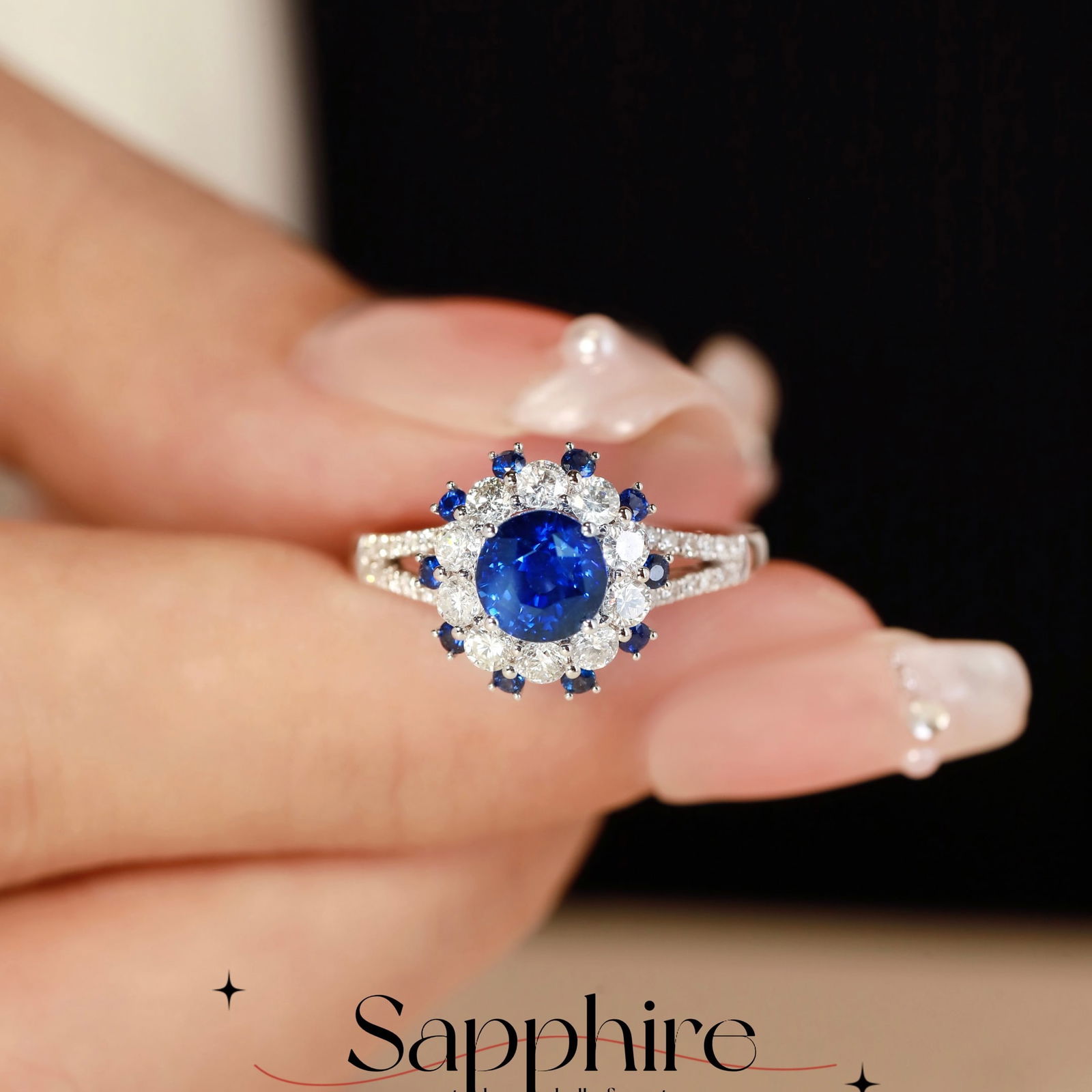 14k Gold 2.02 Ctw Natural Sapphire & Diamond Ring - 4