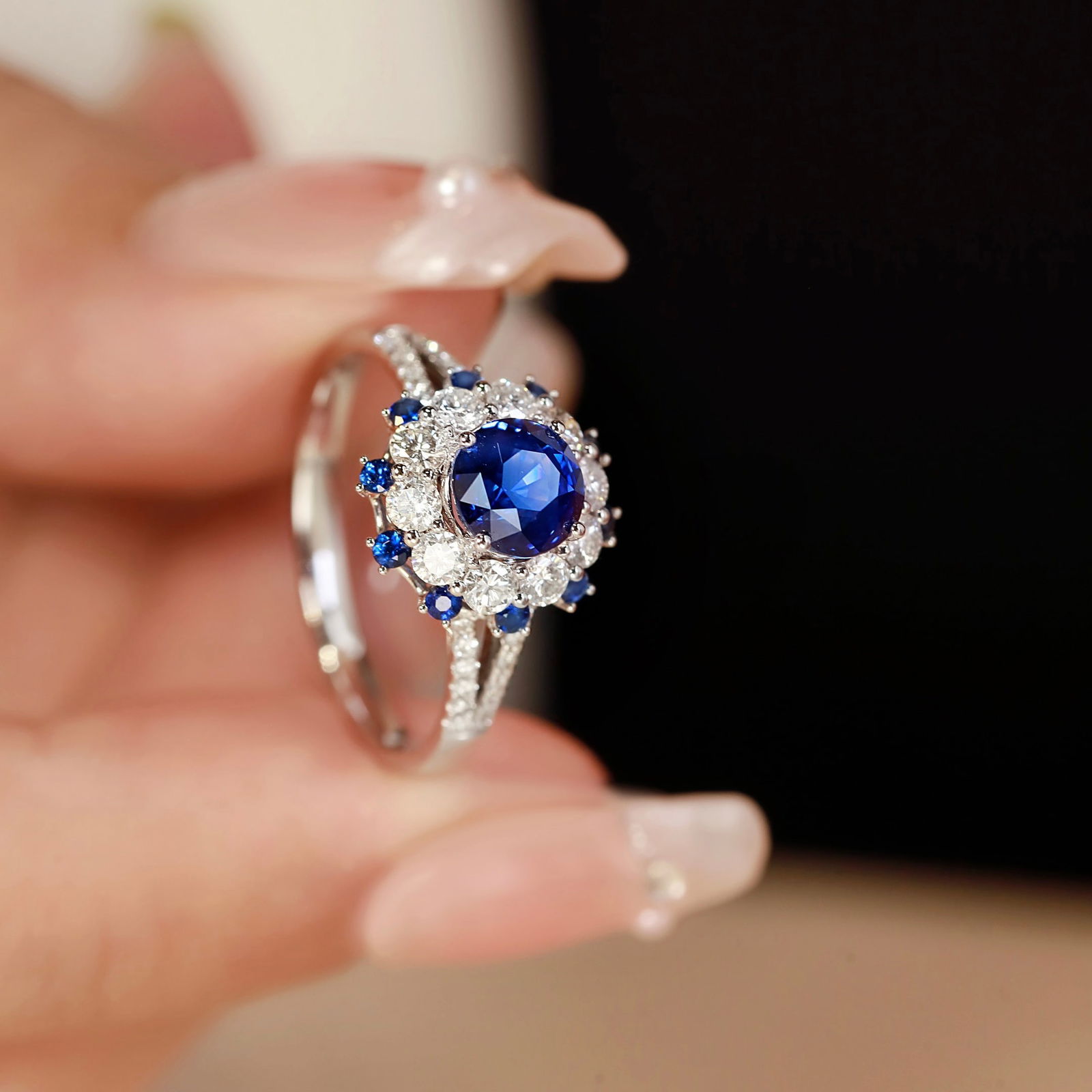 14k Gold 2.02 Ctw Natural Sapphire & Diamond Ring - 6