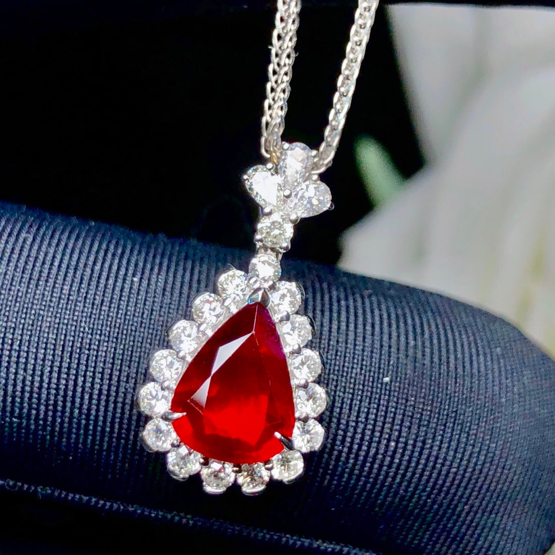 14k Gold 2.16 Ctw Natural Ruby & Diamond Pendant( Without Chain ) - 2