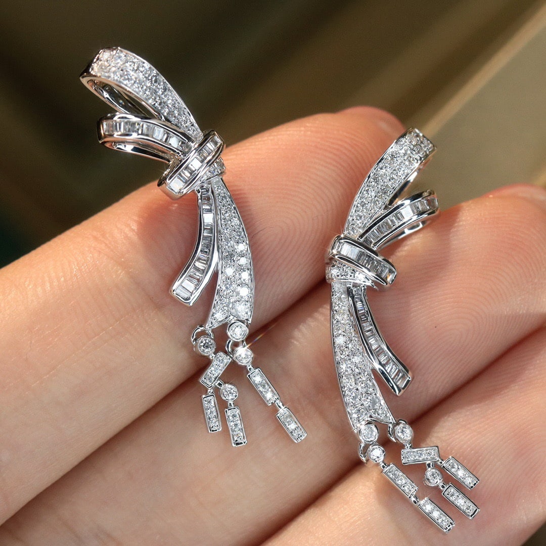 14k Gold 0.6 Ct Natural H Diamond Earrings - 5