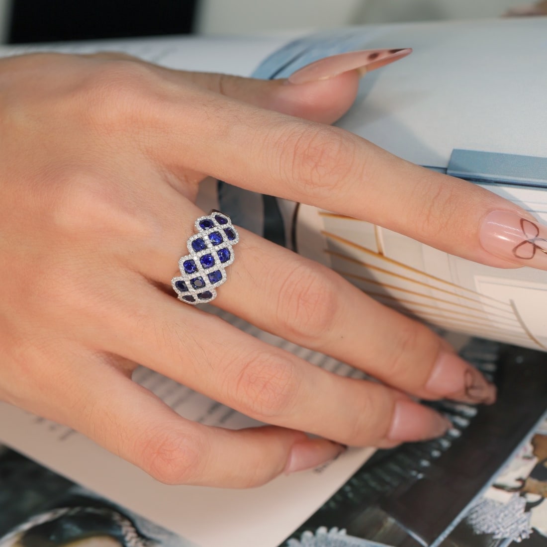 14k Gold 2.50 Ctw Natural Sapphire & Diamond Ring - 5