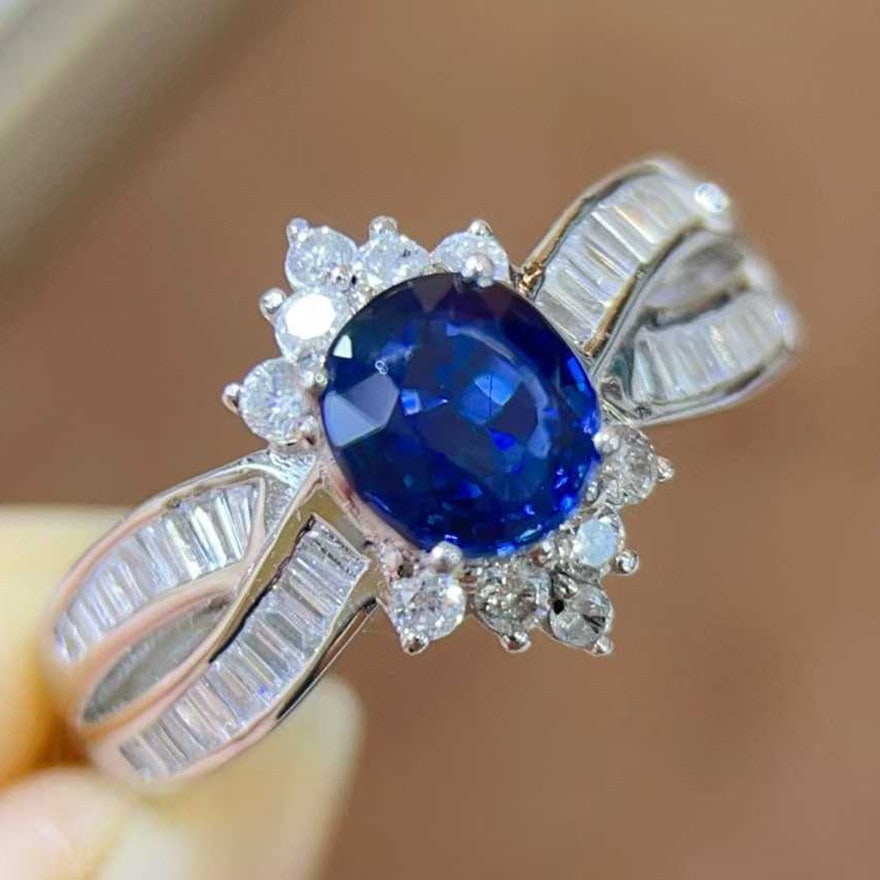 14k Gold 3.09 Ctw Natural Sapphire & Diamond Ring - 2