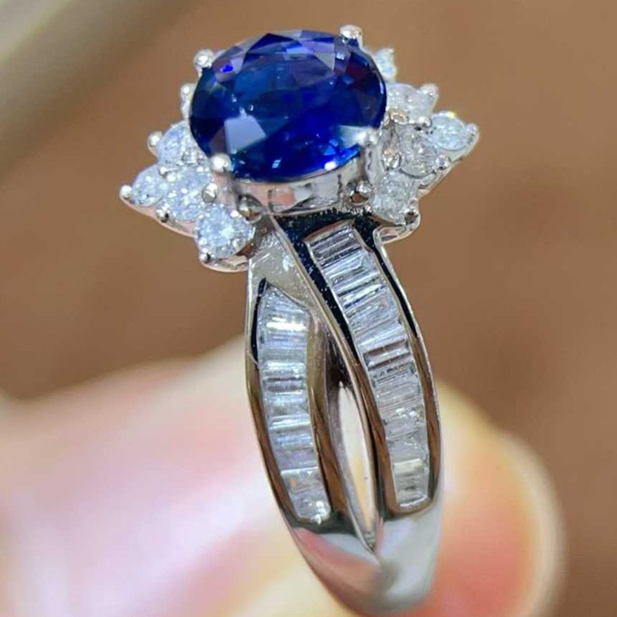 14k Gold 3.09 Ctw Natural Sapphire & Diamond Ring - 3