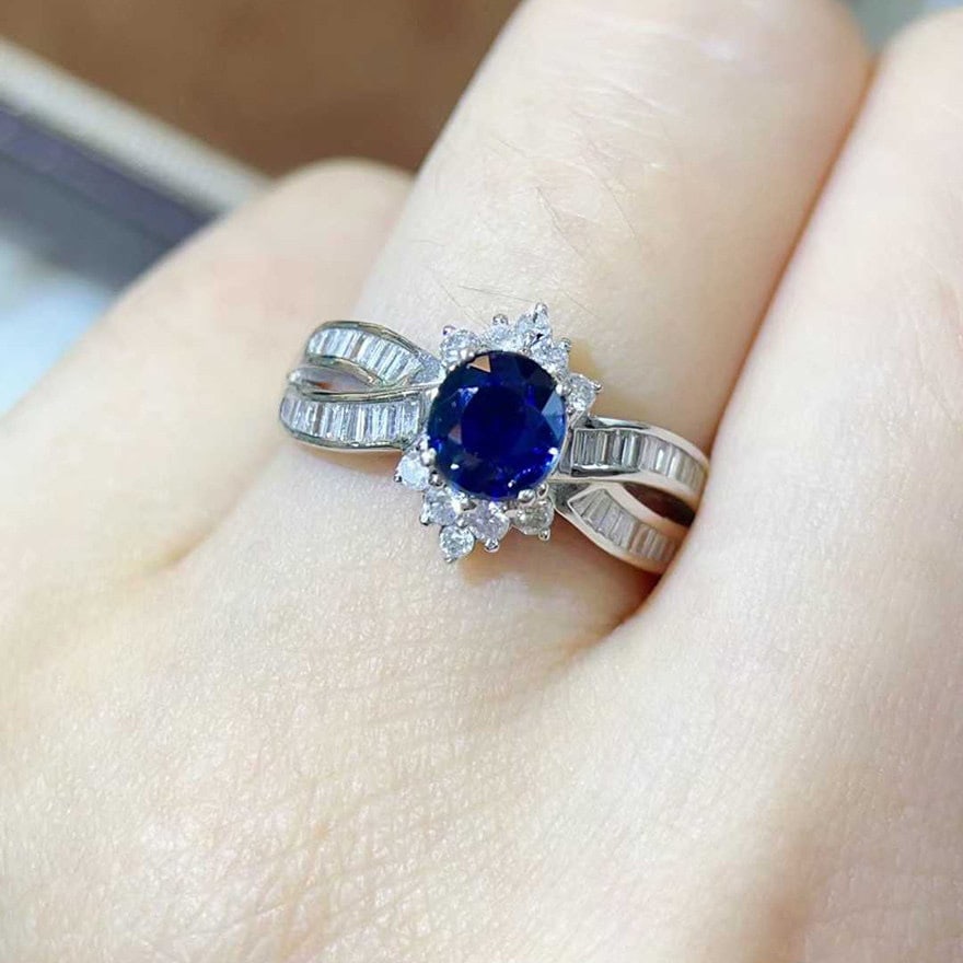 14k Gold 3.09 Ctw Natural Sapphire & Diamond Ring - 5