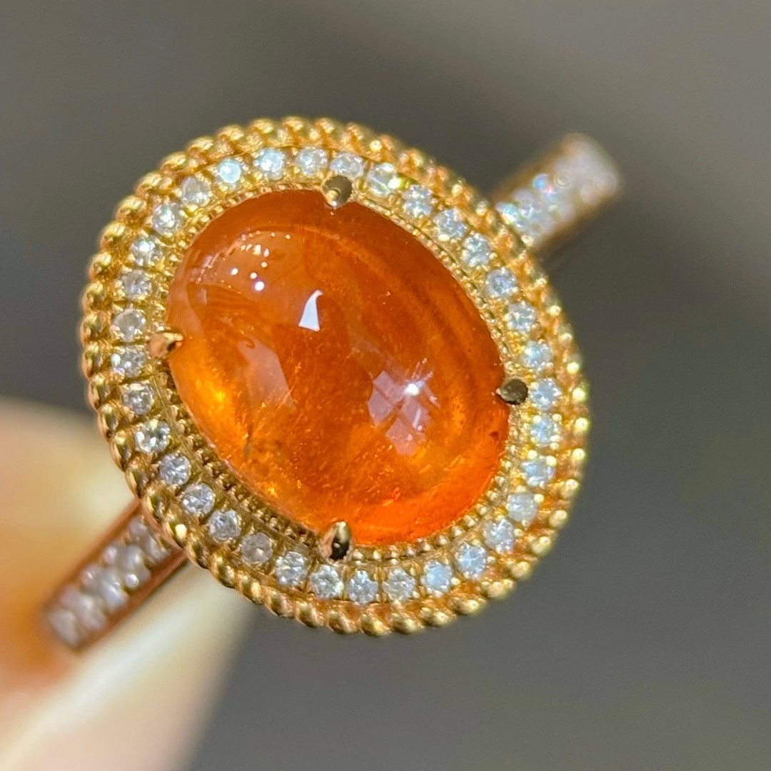 14k Gold 3.22 Ctw Natural Spessartine & Diamond Ring - 6