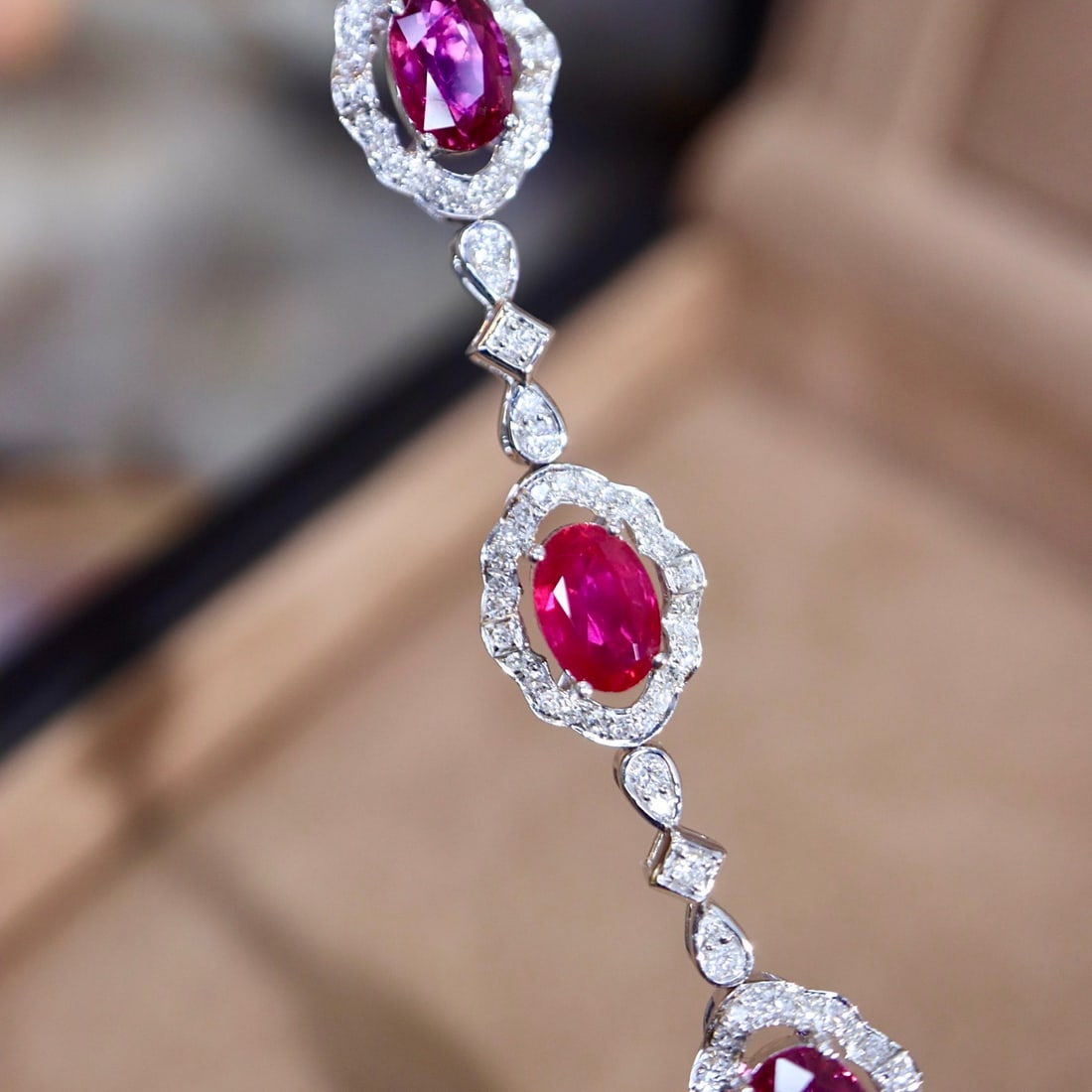 14k Gold 5.64 Ctw Natural Ruby & Diamond Bracelet - 2